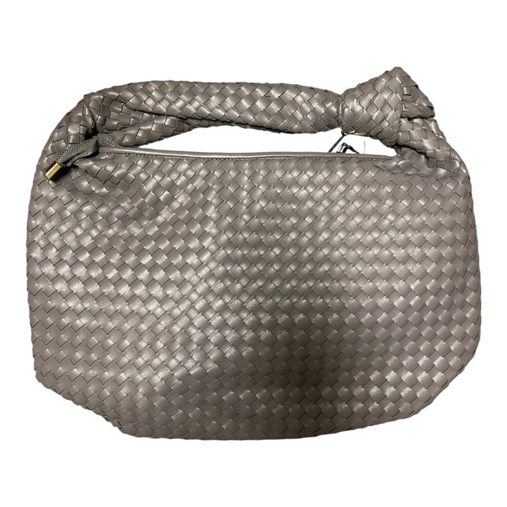 Woven Hobo Shoulder Bag in Taupe Gray - Picture 4 of 4